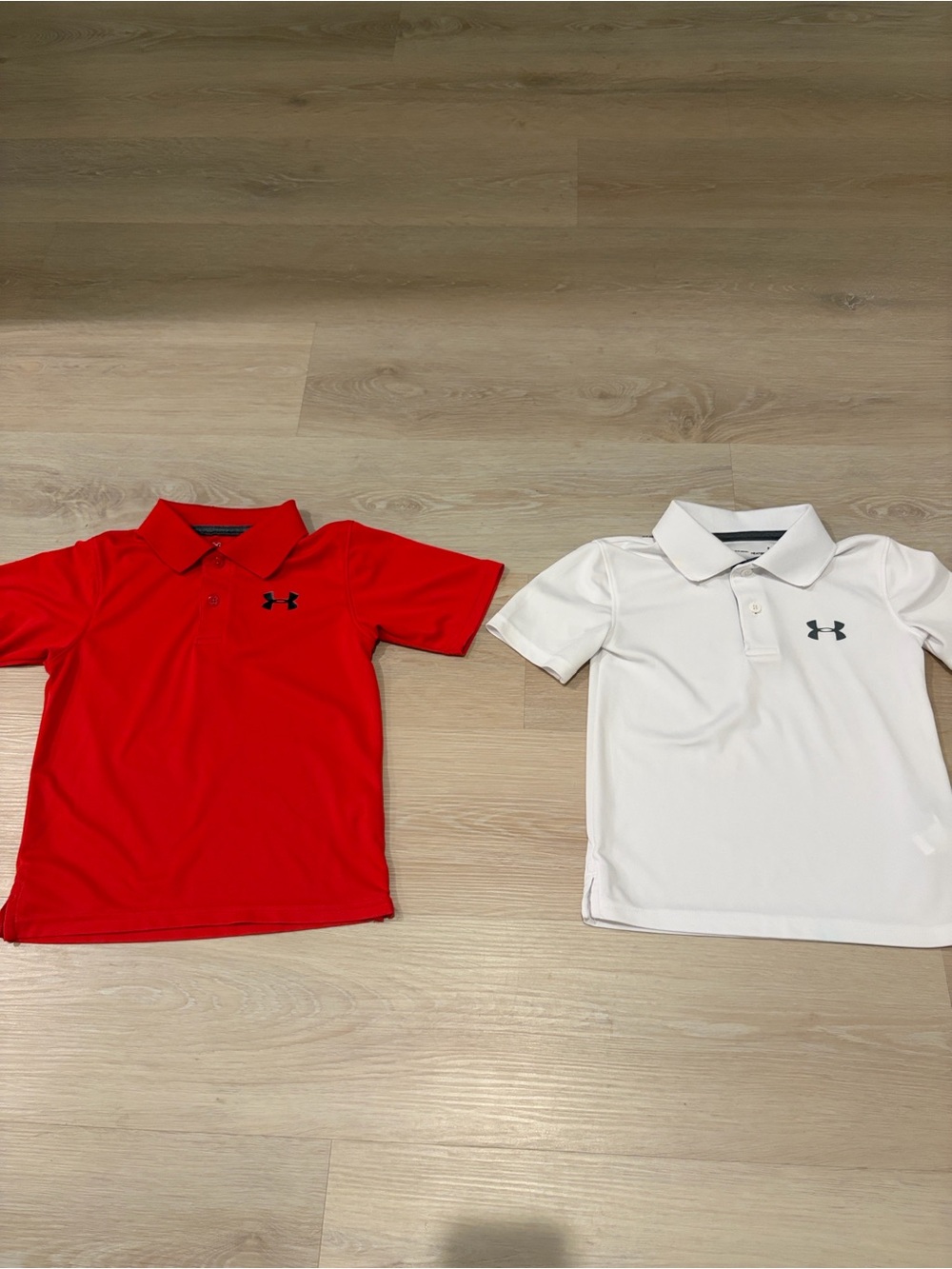 Under Armour Boys Red and White Polo Duo